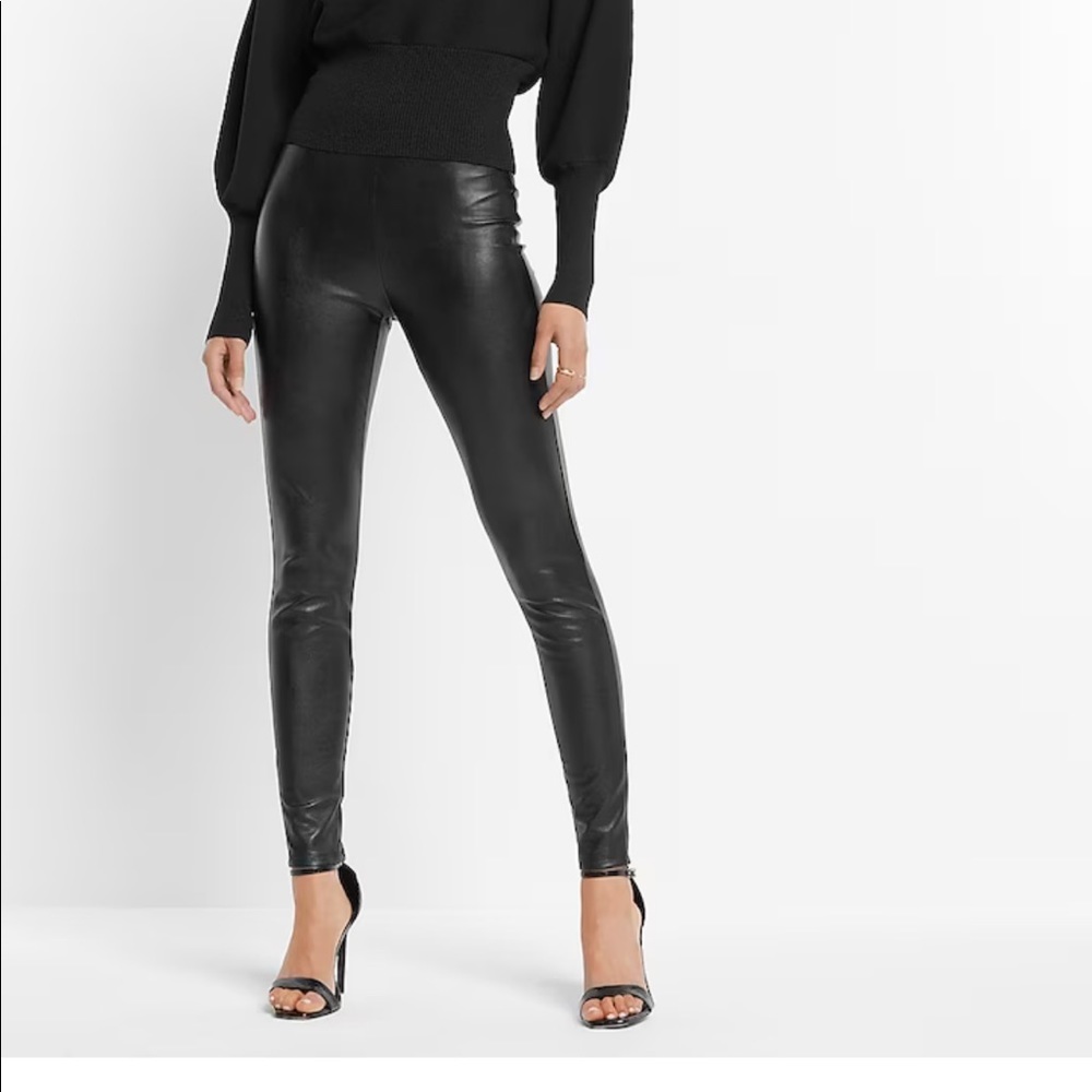 Express Super High Rise Leather leggings